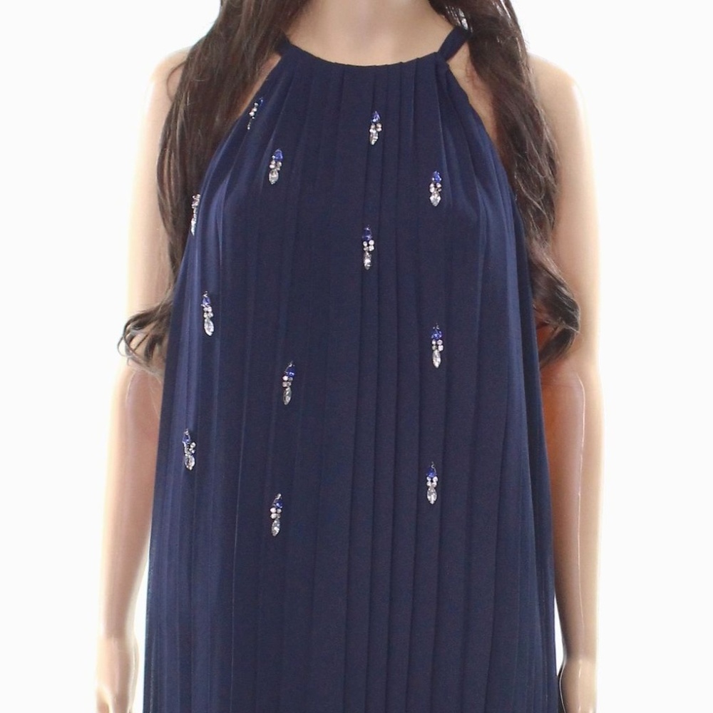 Belle by Badgley Mischka women's hanging gem tear drop embellished flutter dress